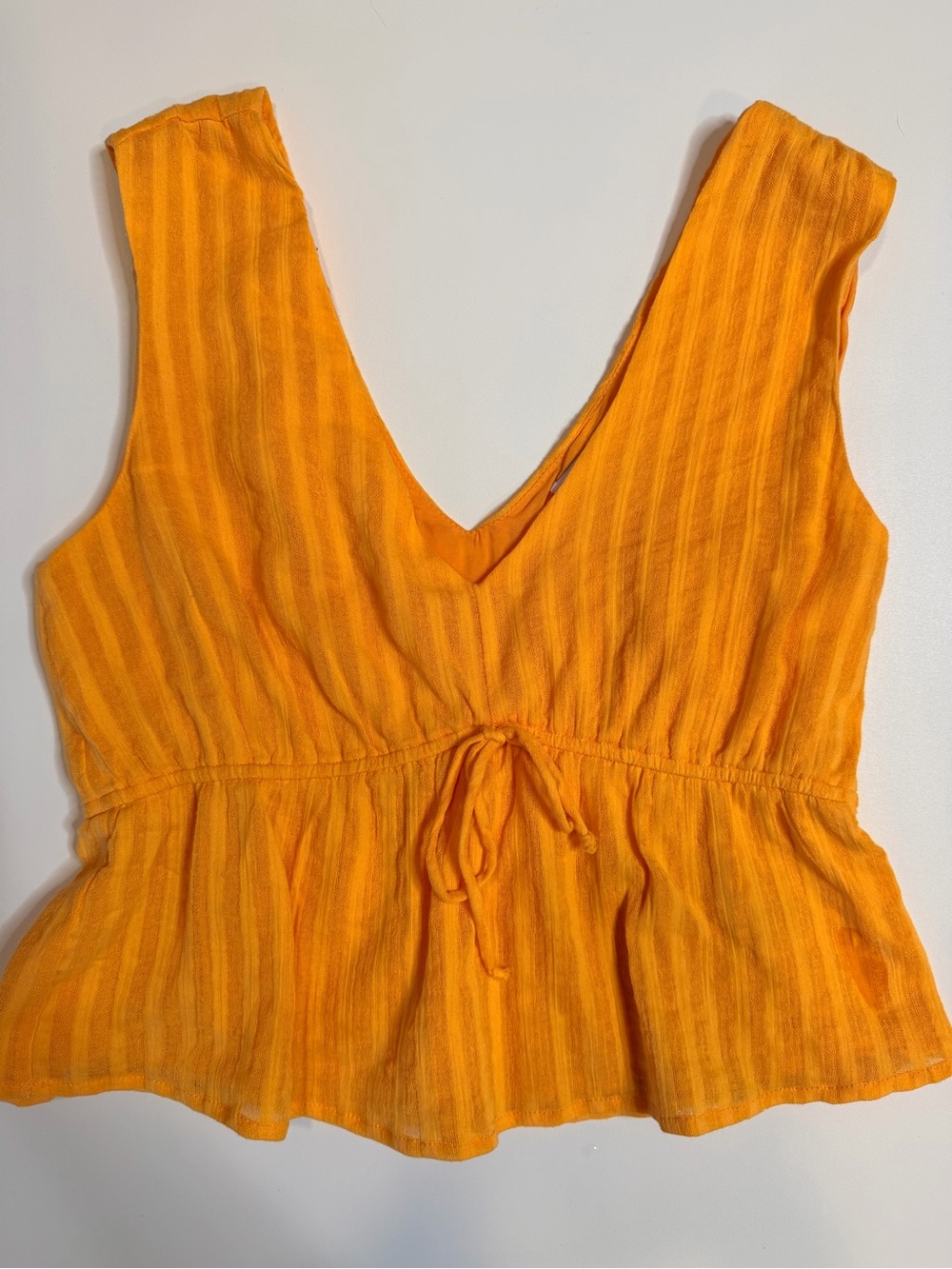 Steve Madden Orange V-Neck Tie-Front Tank